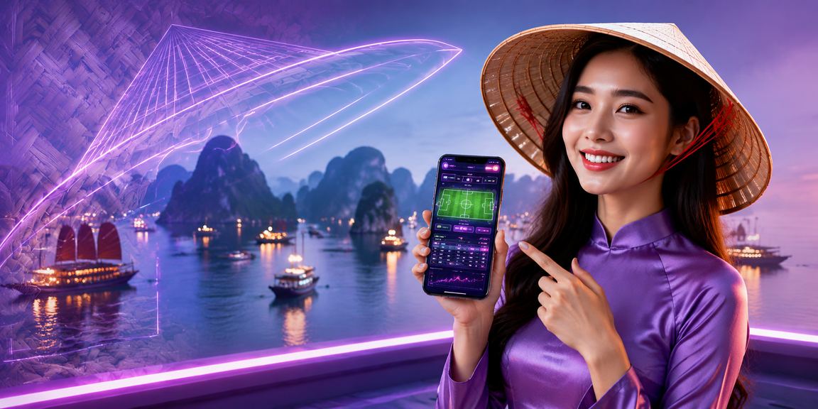 Người dùng kiểm tra tài khoản VIP trên điện thoại với cảnh Vịnh Hạ Long phía sau